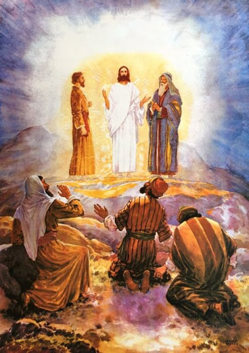 Jesus og tre disipler p fjellet