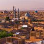Panorama of Yazd and Jame Mosque in late afternoon, Iran