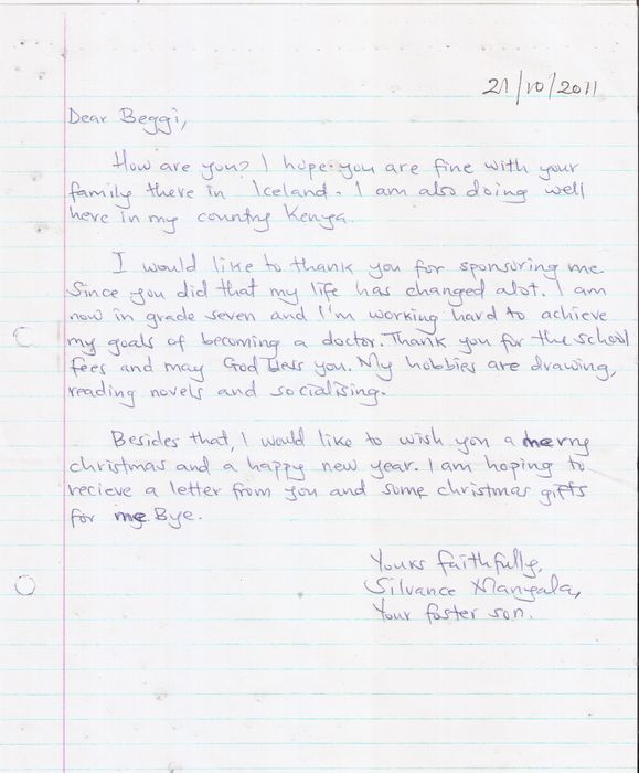 Silvance Manyala's Letter