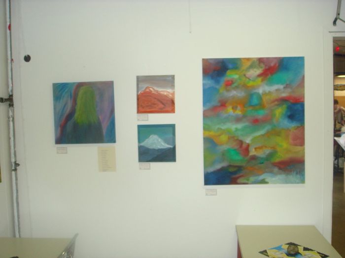Oil paintings- three by Ippa, the big one by MT