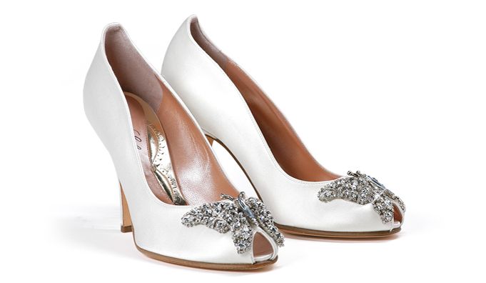 Aruna Seth - Farfalla Ivory Satin Peep Toe