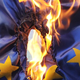 burning EU flag