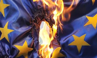 burning EU flag