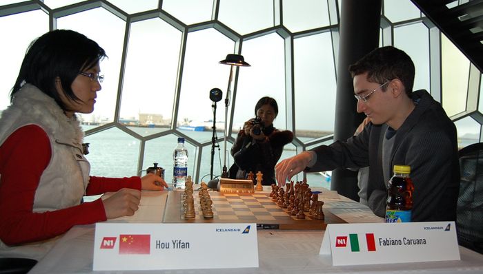 Hou Yifan and Fabiano Caruana