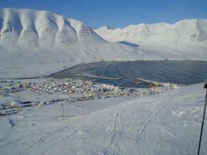 Séð yfir Ólafsfjörð að vetri til