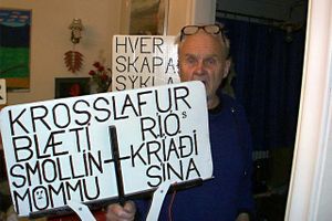 Helgi Hóseasson með sín mál á hreinu