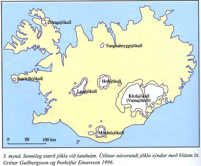 glaciers in iceland fyrir 1000 years ago