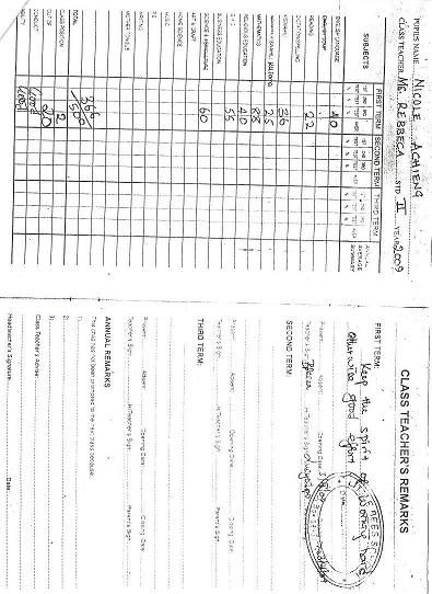 Nicole's report form