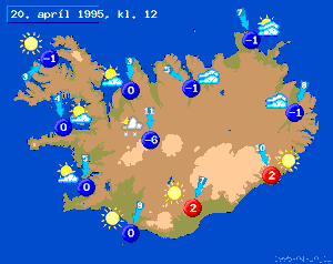 Veðrið á hádegi sumardaginn fyrsta árið 1995