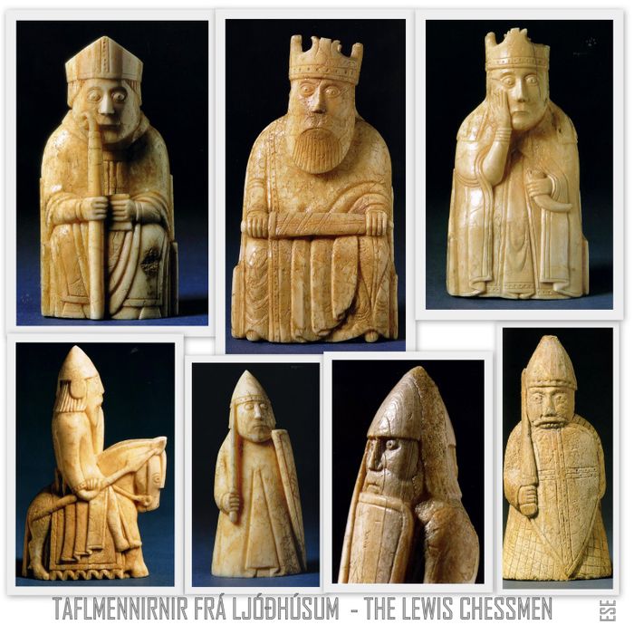 THE LEWIS CHESSMEN    Hinir fornu sgualdartaflmenn