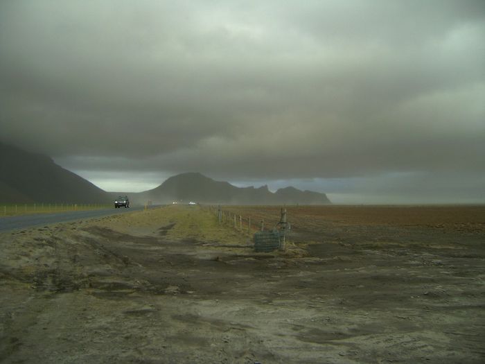 The dark cloud of ash under Eyjafjallajokull