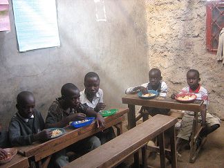 Children taking x mas meal