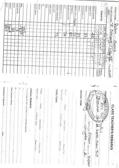 Robin's report form
