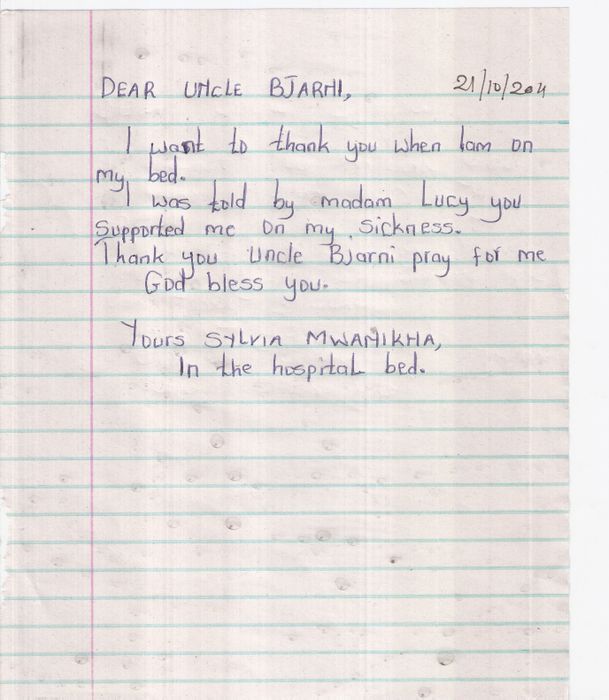 Sylvia Mwanikha's letter