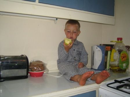 Talking to mammy in the kitchen